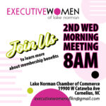 Executive Women of Lake Norman graphic for 2nd Wednesday morning meeting at 8am